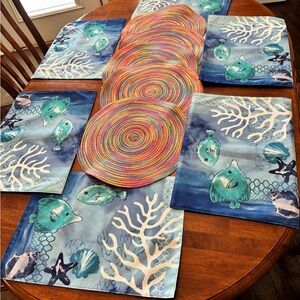 Sonoma Oceanic Blue Fish Placemats Set 11